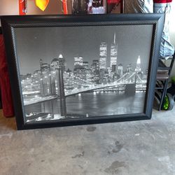 Canvas Wall Art Prints Brooklyn Bridge Visit > skyline at night Retro Frame 🖼️ 🗽