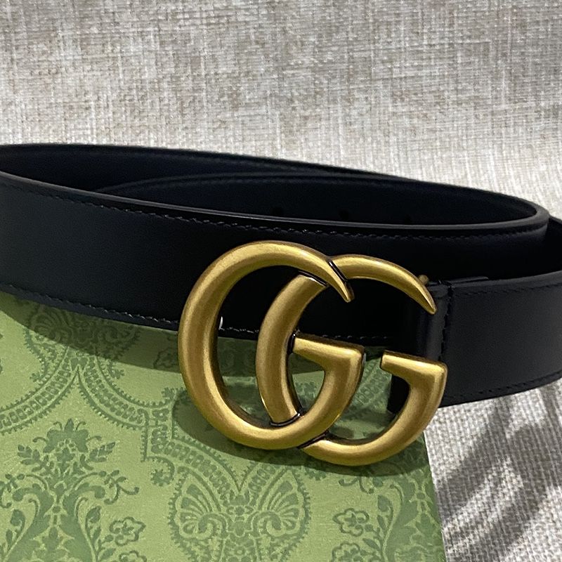 Gucci Classic Black With Gold Double G Metal Buckle Belt