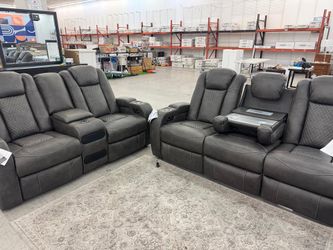 Fyne-Dyme Dual Power Reclining Loveseat and Sofa Set