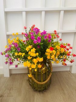 Artificial Flowers for Outdoors UV Resistant, 9 Bundles Realistic Fake Outdoor