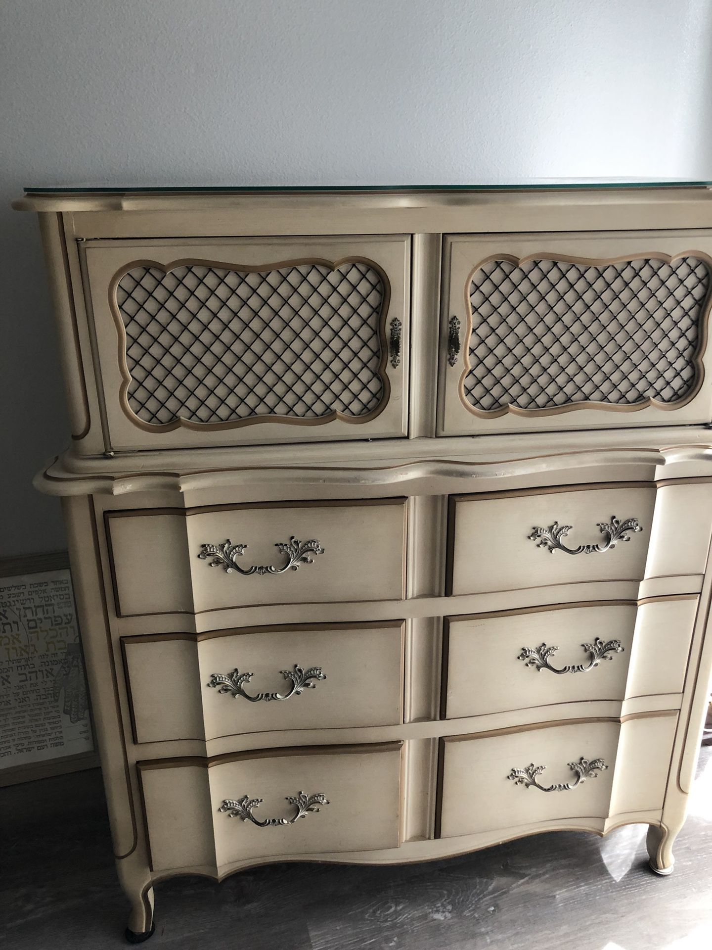 French provincial champagne Chest & Dresser