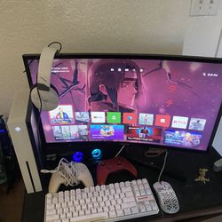 Samsung Monitor with Xbox one S and Turtle beach Headset  plus two controllers and keyboard 