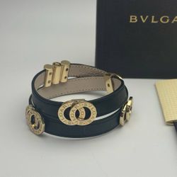 Bvlgari Men's and Women's Double Gold Coil Bracelet Box Booklets Like New