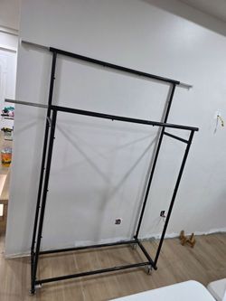 Double Rail Clothing Rack on Wheels
