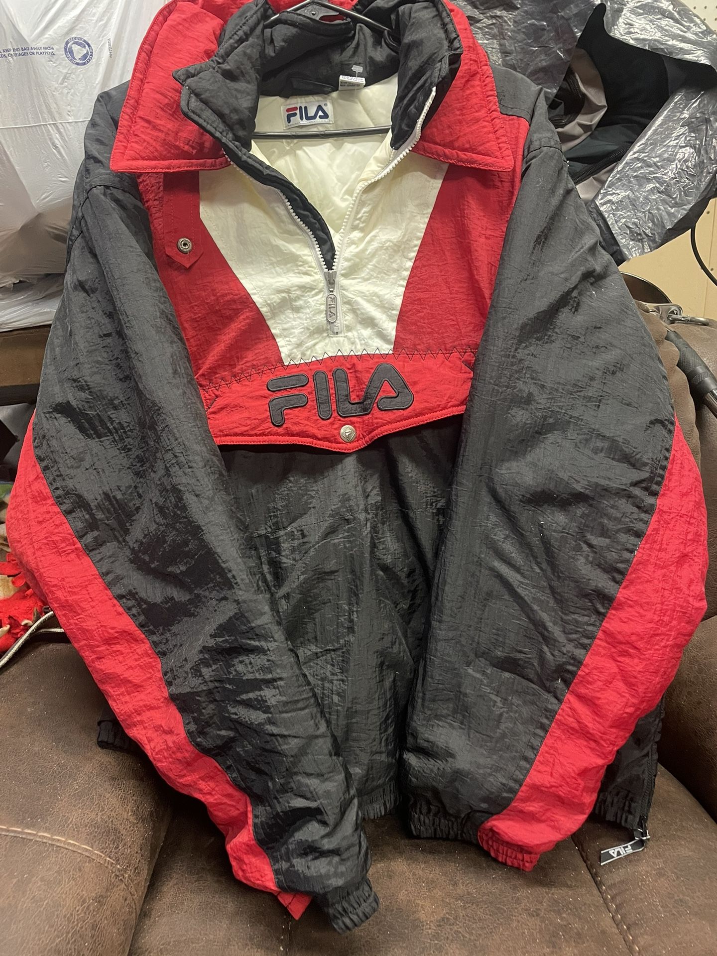 Fila Bomber Jacket Red Vintage 90's Fila Heavyweight Insulated