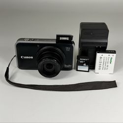 Canon PowerShot SX210 IS Black 14.1MP 14x Digital Camera w/ 4GB Memory & Charger