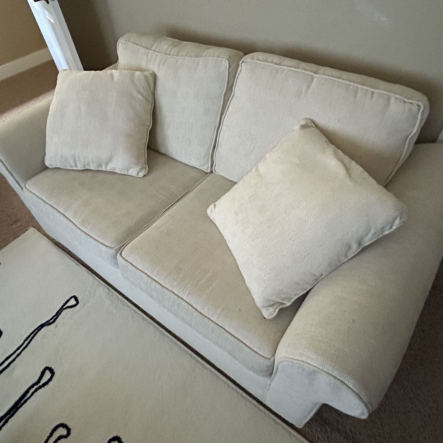 Cream Color Fabric 2-seat Couch