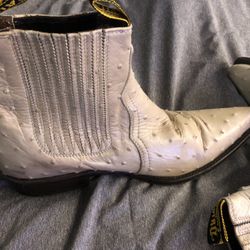 Botines De Piel De Avestruz Color Hueso