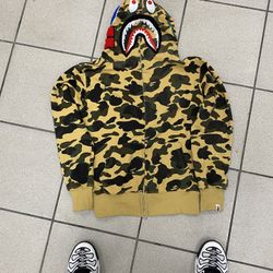 BAPE 1st Camo Shark Full Zip Hoodie Yellow (SIZE SMALL)