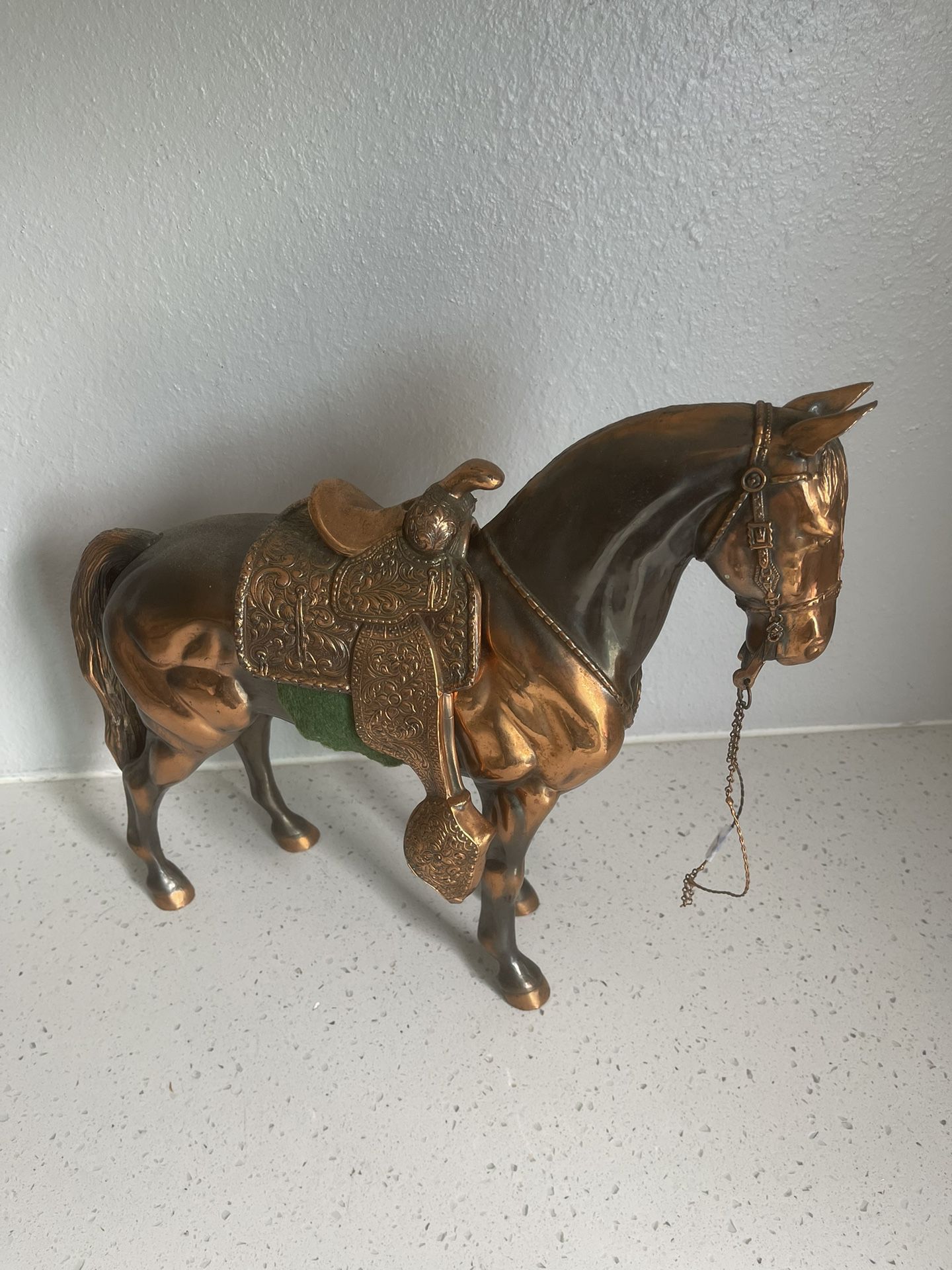 Vintage Metal Horse Statue 12” Tall x 13” Length