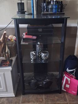 5-Shelf Glass and Metal Audio Rack