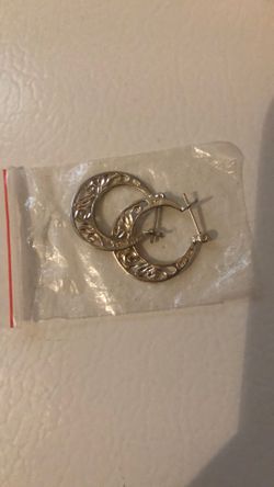 .925 Silver Flowers Engraved Earrings