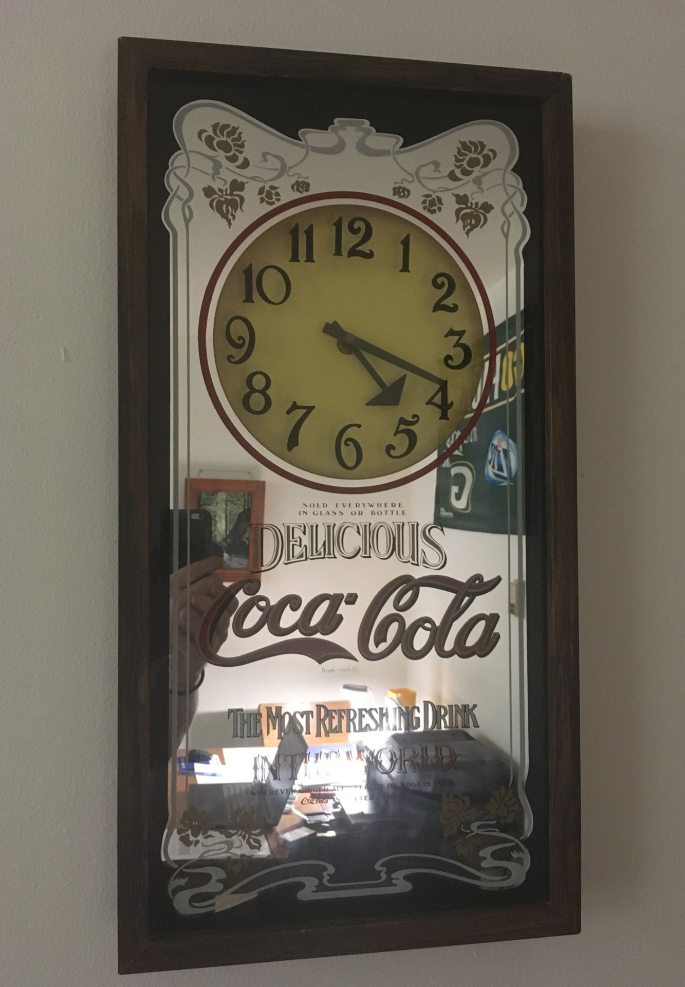 ANTIQUE COCA COLA WALL MIRROR W/original finish and mech.