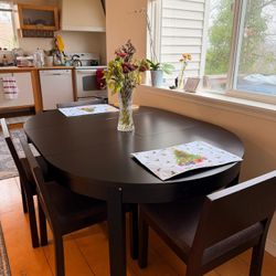 Modern Black Extendable Dining Table with 4 Chairs | IKEA