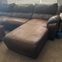 Leather 3 piece Sofa Sectional with chaise