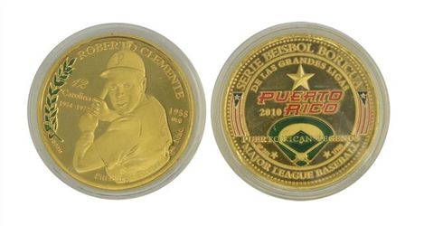 Puerto Rico Roberto Clemente Baseball Commemorative Coin Roberto Clemente Challenge Coin - 1955 MLB - 2010 Puerto Rico Baseball Diameter 40mm * Thi