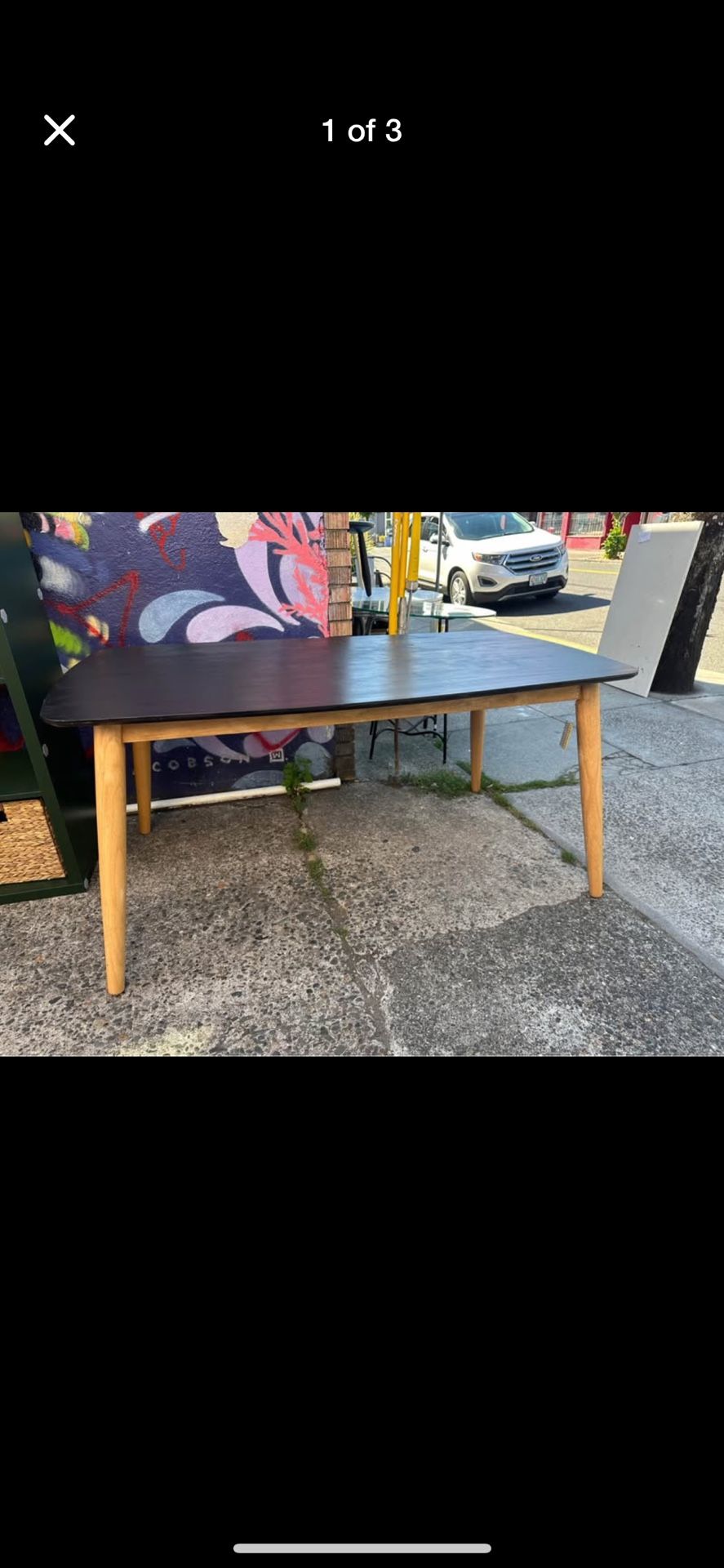 Black Wood Top Tan Leg Dining Table (K3BNSF)