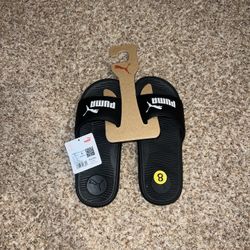 Puma Cool Cat 2.0 Women's Slide Sandals Size 8 Black & White Slip-On