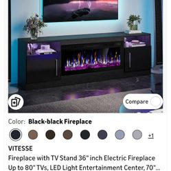 70-inch fireplace TV stand with 36-inch electric fireplace, suitable for up to 80-inch TVs, LED entertainment center, high-gloss doors, modern wooden 