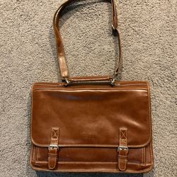 Vintage Brown Leather Messenger Bag Travel Briefcase Purse