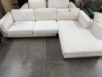 Dipley Beige Boucle Fabric Sofa, Grande Chaise Sofa Right Hand Facing, Beige
