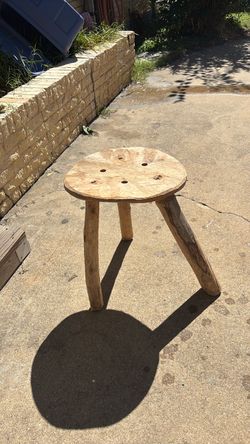 Rustic Wooden Three-Leg Stool