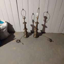 Heavy Antique Solid Brass Lamps 