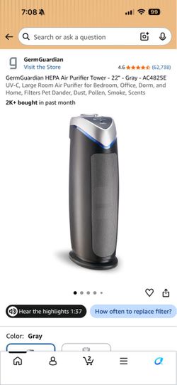 GermGuardian AC4825E HEPA Air Purifier Tower - set of 2