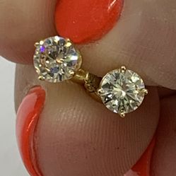 Real 1ct Diamond Studs In 14kt Gold W Screw Backs