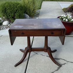 Vintage Drop Leaf  Mahogany Console Table Entry Side Table  Claw Foot  with Drawer.  Imperfect 