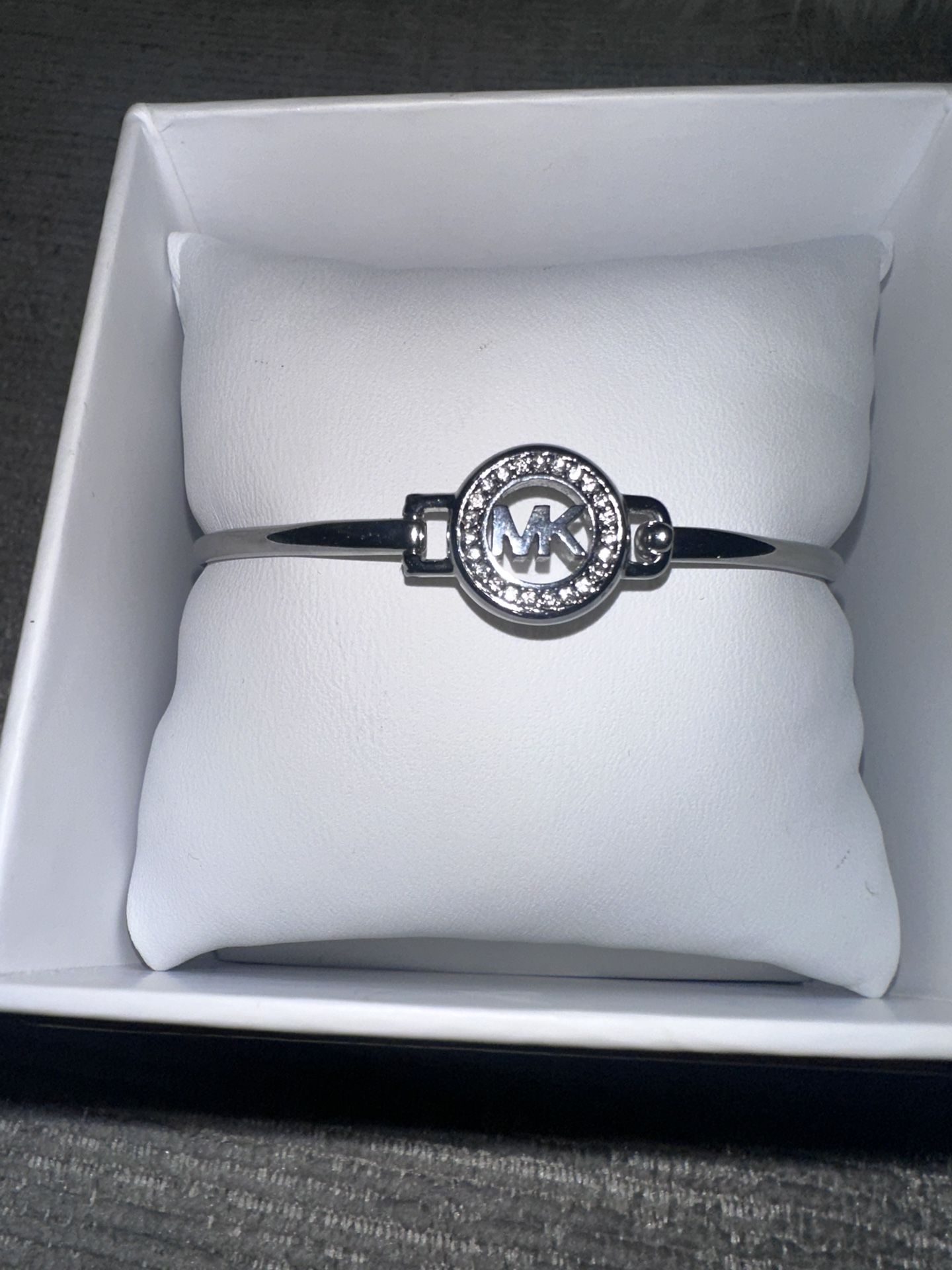 Michael Kors Silver Logo Bangle Bracelet In Box - NWT