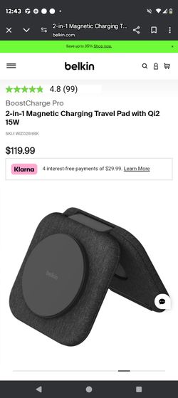 2-in-1 Magnetic Charging Travel Pad with Qi2 15W