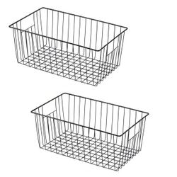 16in L x 12in W x 6in H Deep Metal Wire Freezer Storage Organizer Baskets 2-Pack