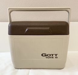 Vintage 70s GOTT Lunch Box Tote Tan Brown Model 1806 Made In The USA Lunchbox/Cooler