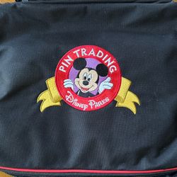 Disney Parks Mickey Mouse Large Pin Trading Embroidered Messenger Bag Black