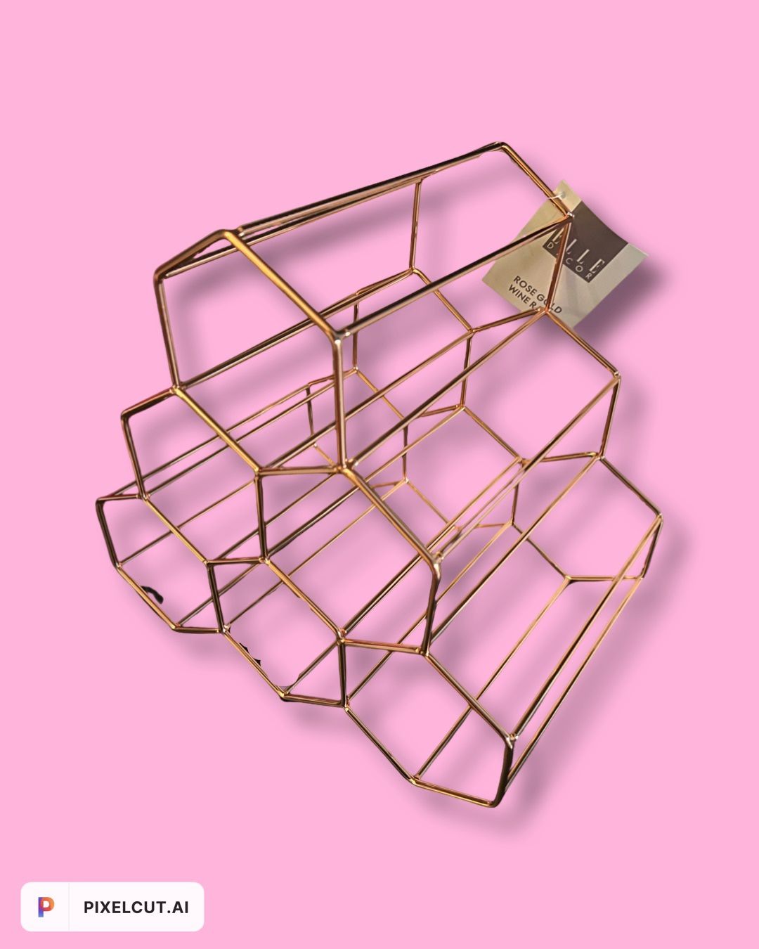 NEW - ELLE DECOR Rose Gold Wine Rack