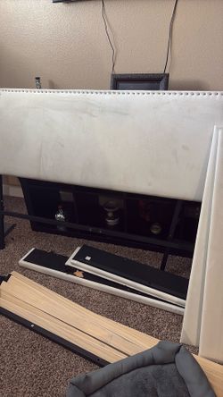 Queen, cream, suede bedframe
