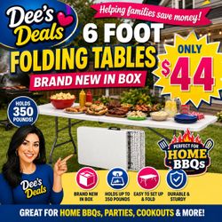 6 foot folding tables BRAND NEW IN BOX ONLY $43