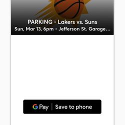 Suns Vs Lakers Parking Pass