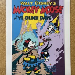 Walt Disney’s Mickey Mouse “Ye Olden Days” 1980s Serigraph Art Print (22.5”x31”)