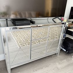 Vintage Mirrored Credenza - Entryway Glam Piece