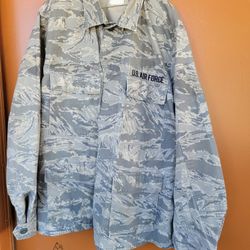 US Air Force Camouflage Military Army Utility Combat Jacket button-up shirt 42 long