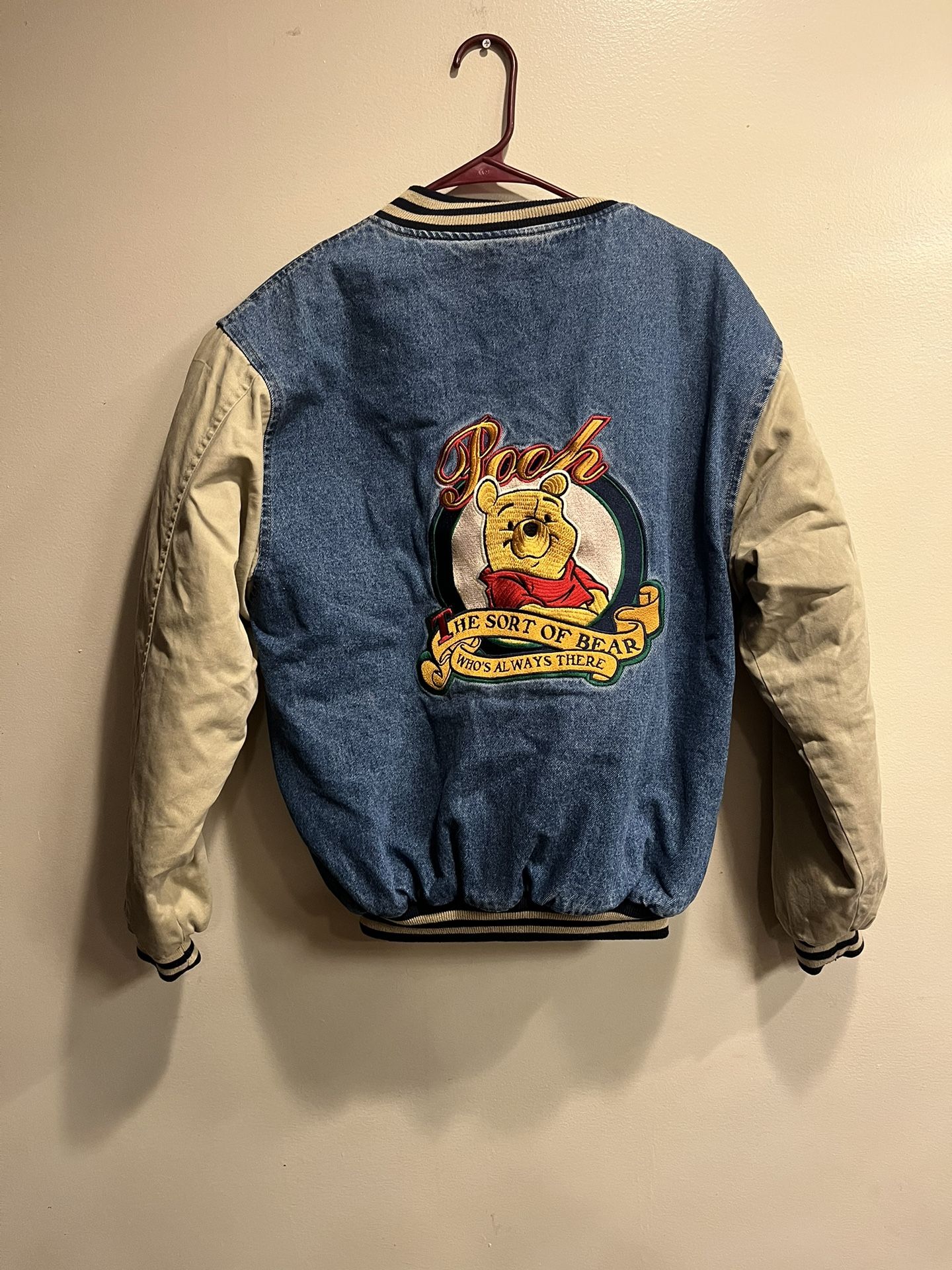 Winnie the Pooh Vintage Disney Loyal True Denim Varsity Jacket Sz Small  Shoes