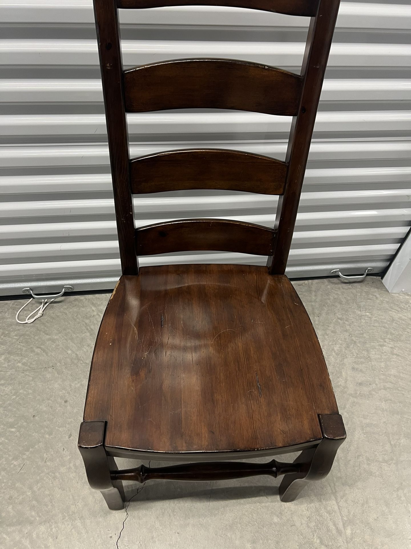 Pottery Barn Wynn Ladderback Chestnut Dining Chairs. Used in good condition with cosmetic blemishes associated with normal usage. These blemishes are