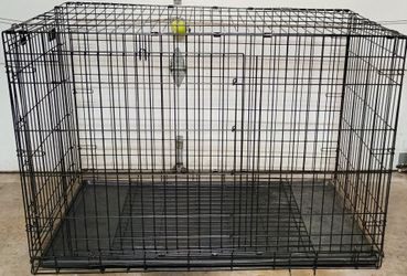 LARGE 48"L X 30.25"W x32.5"H  folding double door crate pet dog cat rabbit kennel by Top Paw with removable bottom tray. Ready for easy transpor