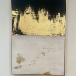 Abstract Gold and Black Wall Art - 24”W x 36”H 
