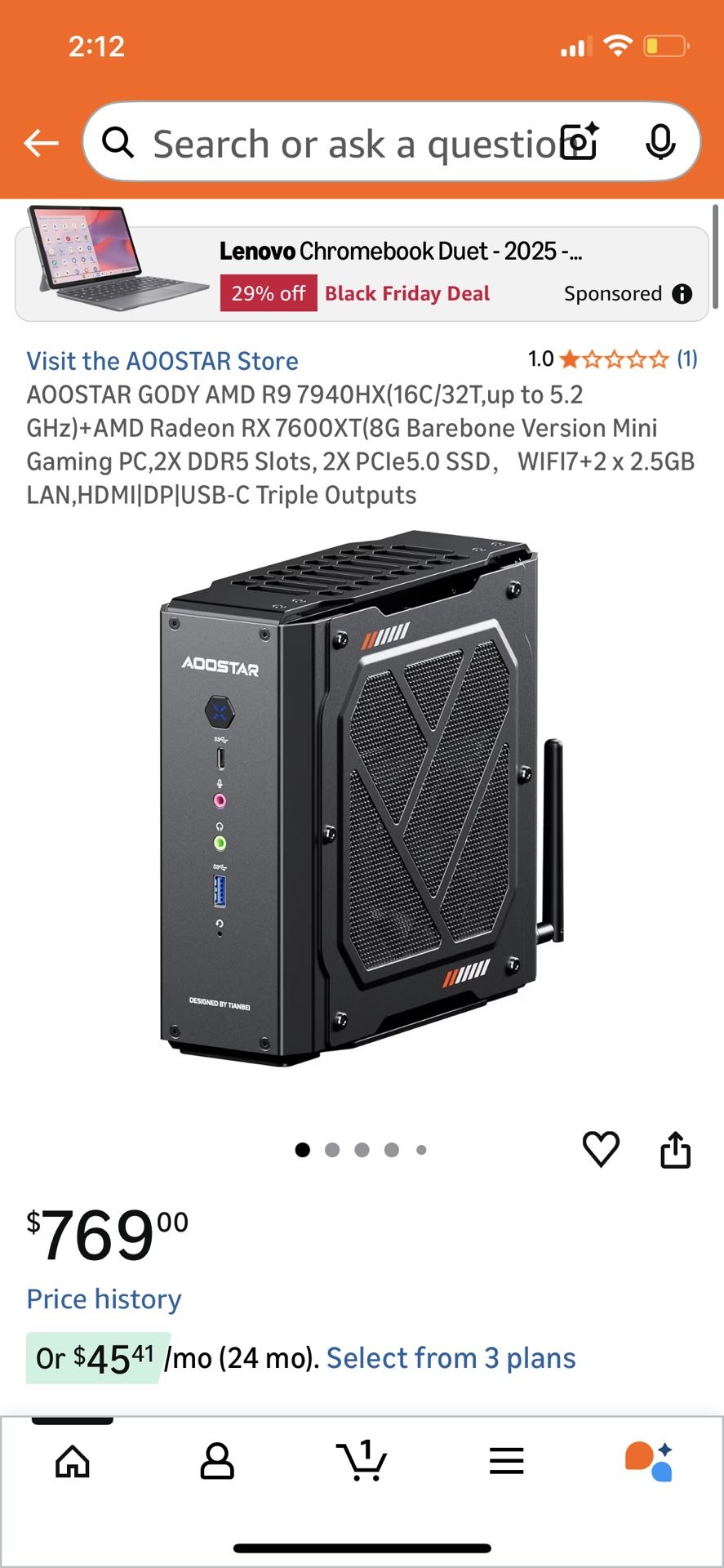 AOOSTAR GODY AMD Mini Gaming PC.