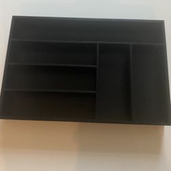 Brookstone Black Wood Storage Drawer Organizer 