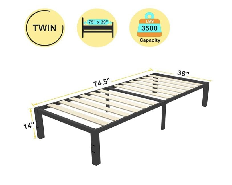 Twin Bed Frame With Wood Slats