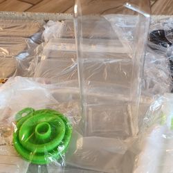 128pcs 16oz Plastic Juice Bottles with Caps,